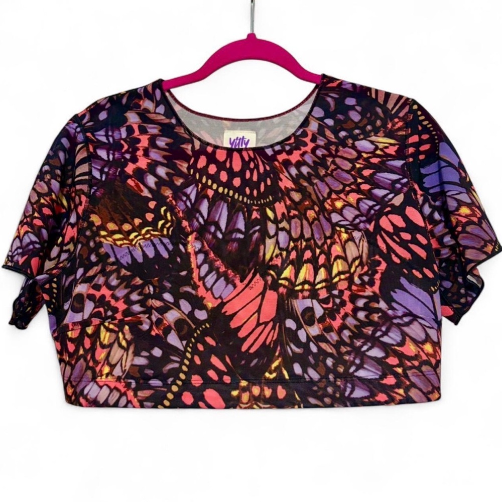 NWOT YITTY butterfly mesh crop top - Picture 4 of 8